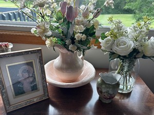 Water Pitcher and Bowl, Vase and Flowers