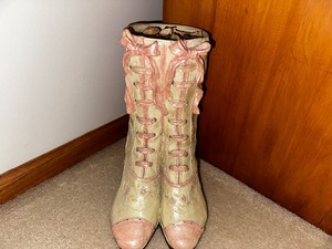 Vintage Victorian High Heel Boots Ceramic Planter