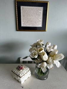 Framed Poem - If I had My Life to Live Over and Floral Ceramic Box and Arrangement