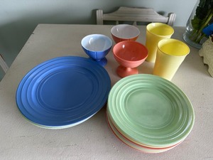 Vintage Antique Hazel Atlas Pastel Moderntone Platonite Dishes