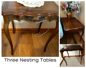 Three Nesting Solid Wood Side Tables - See Description for Measurements