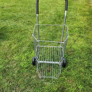 lot 9 image: Folding Two Level Rolling Cart Measuring 17 Inches Wide By 11 Inches Deep