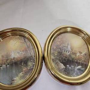 lot 39 image: Two Vintage Oval Framed Prints Measuring Approximately 8 Inches By 7 Inches