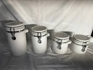 lot 74 image: White Canister Set Missing Spoons