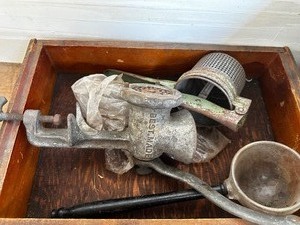 lot 122 image: Vintage Meat Grinder Potato Ricer