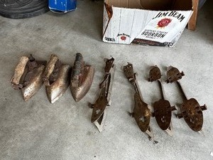 lot 125 image: Antique Clamp On Ice Skates And Antique Irons