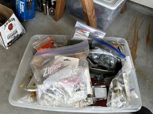 lot 127 image: Large Grab Bin Of Miscellaneous Hardware - Nails, Screws, Nuts, Bolts, Etc.