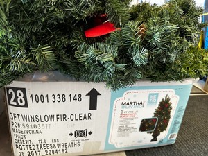 lot 60 image: Artificial Three Foot Pre-Lit Winslow Fir Porch Tree In Planter Stand - Not Tested And For Artificial Wreaths