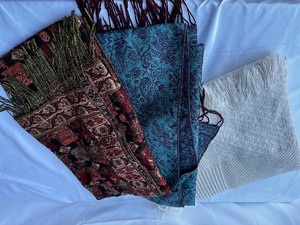 lot 65 image: Two Pashminas And A Knit Throw