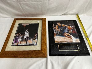 lot 266 image: Two Framed Basketball Collector Prints - One of Wally Szczerbiak and Kevin Garnett both with Official License NBA Product Holograph Sticker