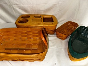 lot 229 image: Variety of Longaberger Baskets including a Road Trip Basket and Boat Shaped Basket