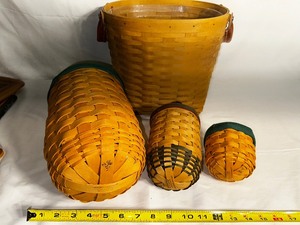 lot 213 image: Large Longaberger Basket and Three Various Size Gatehouse Hanging Baskets