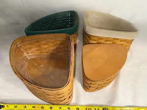 lot 214 image: Four Triangle Shaped Baskets one with Wood Cover
