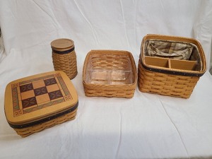 lot 211 image: Four Longaberger Baskets As Seen in Photos including Tic Tac Toe Basket