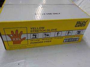 lot 101 image: 1000 Yellow Stretch Powder Free Gloves size XX Large