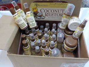 lot 155 image: 37 pc Display Coconut Restore Trial Size 6 Different Products