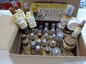 lot 156 image: 37 pc Display Coconut Restore Trial Size 6 Different Products