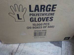 lot 163 image: 10,000 size Large Polyethylene Single Use Gloves