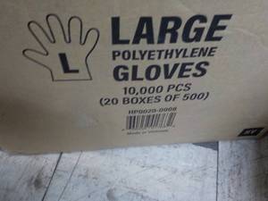 lot 164 image: 10,000 size Large Polyethylene Single Use Gloves