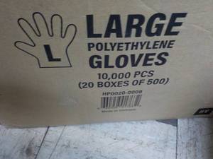 lot 165 image: 10,000 size Large Polyethylene Single Use Gloves