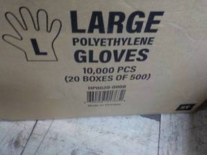 lot 166 image: 10,000 size Large Polyethylene Single Use Gloves