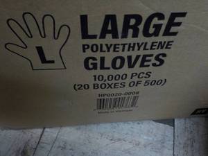 lot 167 image: 10,000 size Large Polyethylene Single Use Gloves