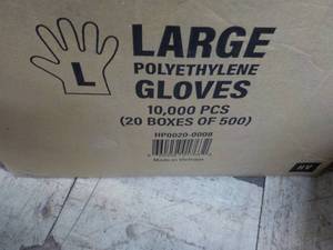 lot 168 image: 10,000 size Large Polyethylene Single Use Gloves