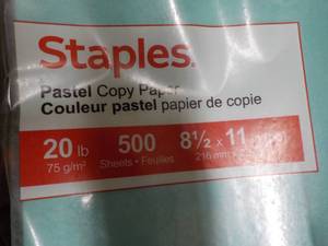 lot 216 image: 2500 Sheets Staples Pastel 8.5 x 11 Copy Paper