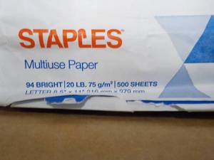 lot 217 image: 4000 Sheets Staples White 8.5 x 11 Copy Paper