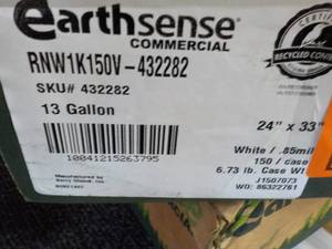 lot 244 image: EarthSense 150 ct 13 Gallon Commercial Can Liners