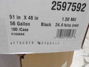 lot 268 image: Case of 100 Can Liners Black 56 Gallon