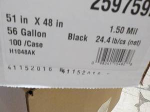 lot 269 image: Case of 100 Can Liners Black 56 Gallon