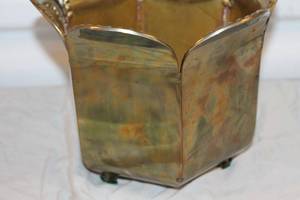 Vintage Brass Planter with Scalloped Edges