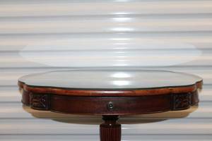 Vintage Wooden Side Table with Glass Top