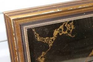 Vintage Framed Wall Art with Abstract Gold Design