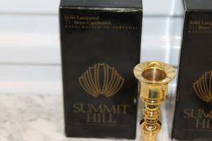 Summit Hill Solid Lacquered 7.5 Brass Candlesticks Handcrafted in Portugal