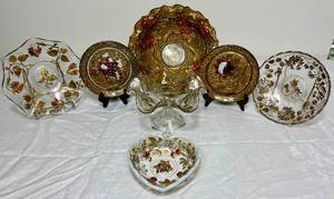 lot 50 image: Assorted Gold-Toned Vintage Small Dishes - Contains 7 Pieces