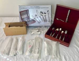 lot 154 image: Olde Bouquet 48 Piece Service for 8 - Silverplated Set - NEW IN BOX