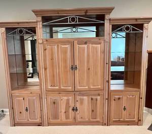 lot 69 image: 3 Piece Lighted Entertainment Center with Metal Accents