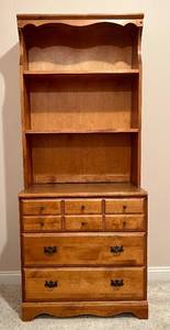 lot 61 image: Three Drawer Dresser with Hutch 70 H x 29 W x 17