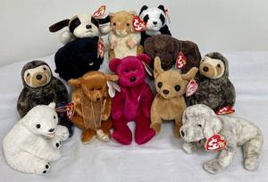 lot 34 image: Assorted Vintage Beanie Babies - 11 Items