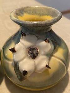 lot 199 image: Vintage Pottery Dogwood Bud Vases Signed Ineke BC Canada
