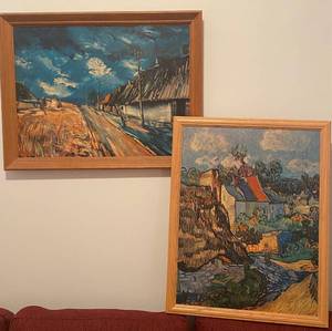 lot 211 image: Framed Reproductions of Vincent Van Gogh House at Auvers and Maurice Vlaminck Landscape