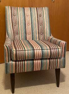 lot 205 image: Vintage MCM Club Chair - Striped Lounge Chair