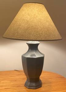 lot 204 image: Pair of Table Lamps  - Deep GreyBlue