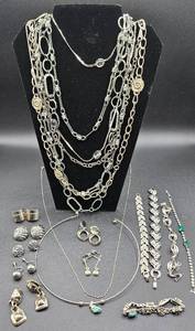 lot 80 image: Collection of Silver Toned Costume Jewelry