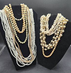 lot 81 image: Collection of Pearl and Shell Like Costume Jewelry