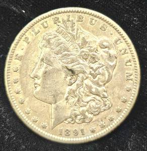 lot 1 image: 1891 Morgan Silver Dollar - San Francisco Mint Mark
