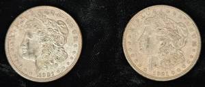 lot 105 image: Two 1921 Morgan Silver Dollars - One with Denver Mint Mark and the other was Minted in Philadelphia