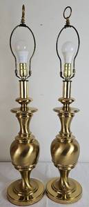 lot 180 image: Pair of Matching Brass Lamps